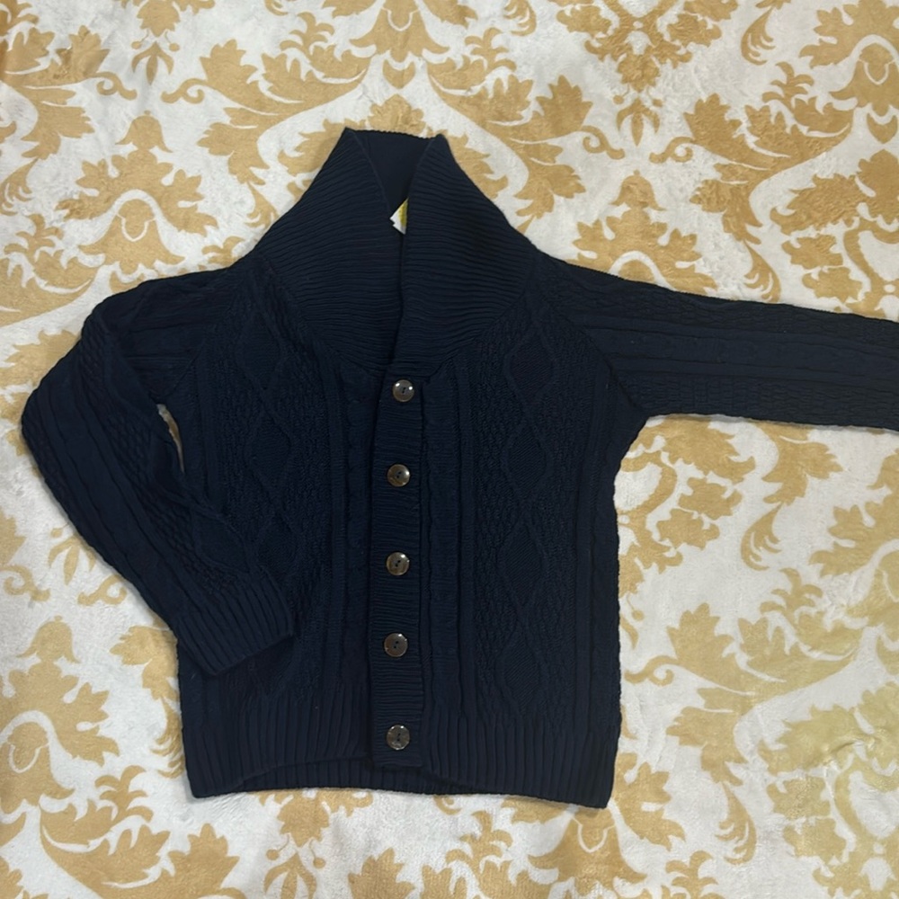 Big boys, Atlas navy blue button up sweater Ibrahim Cable Knit Cardigan size M